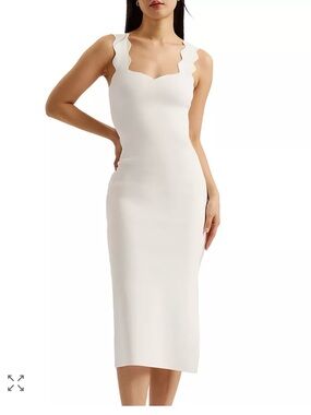 Ted Baker London Sharmay Scallop Body-Con Midi Dress in Ivory